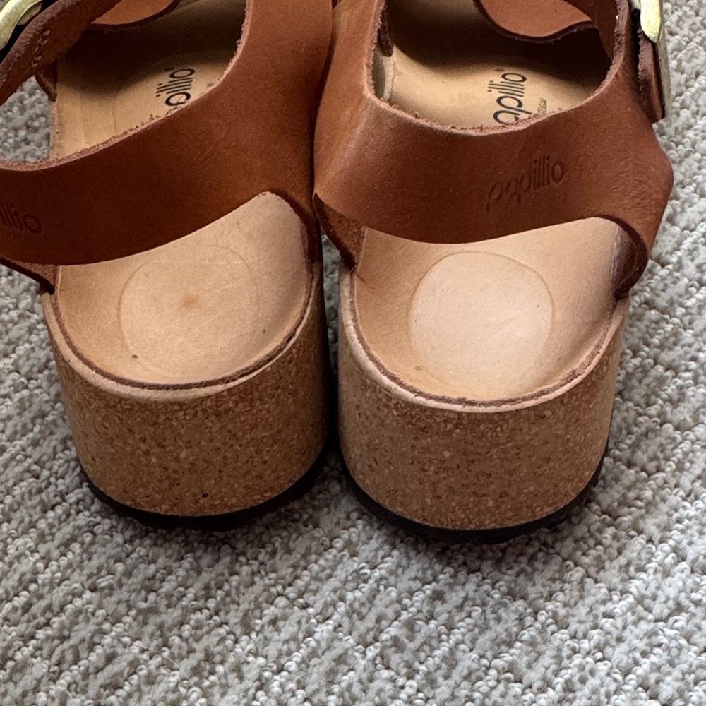 Papillio ' Tan Leather Ankle-Strap Cork Sandals - Picture 3 of 5